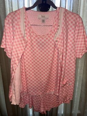 Karen Neuburger Pink Gingham Theee Piece Lounge Set / laundered never worn
